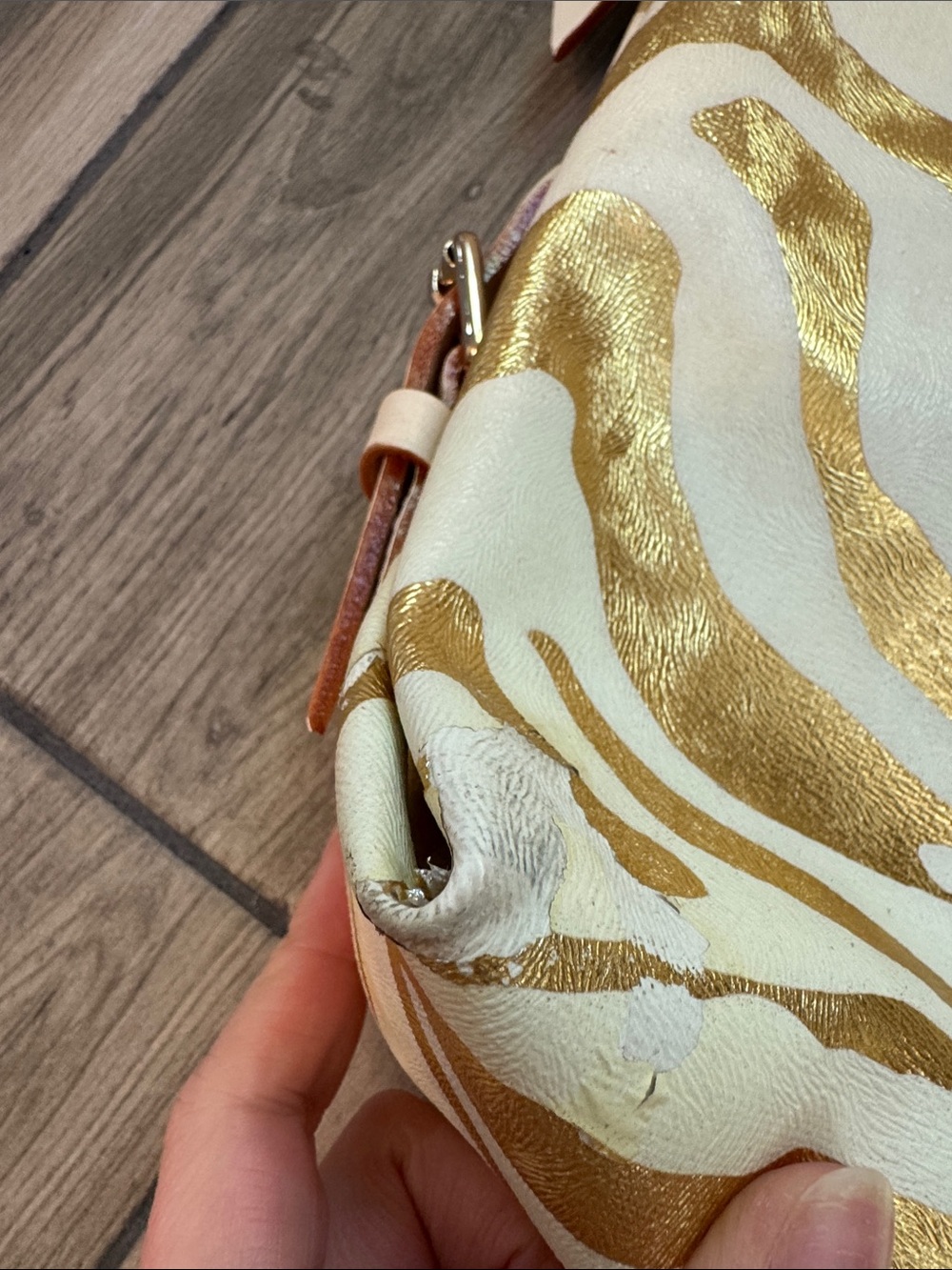 Dooney & Bourke Gold and Cream Zebra-Print Shoulder Bag - Picture 7 of 14